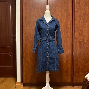 Long sleeve denim dress with snap closure